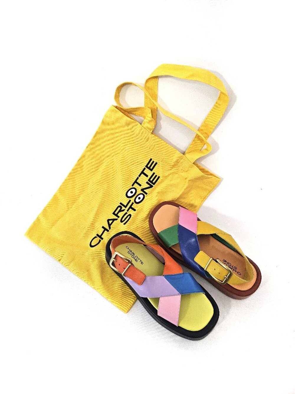 Charlotte Stone Anto Sandals in Solimar Multicolored Slingback Platform Shoes 9 - Picture 2 of 12